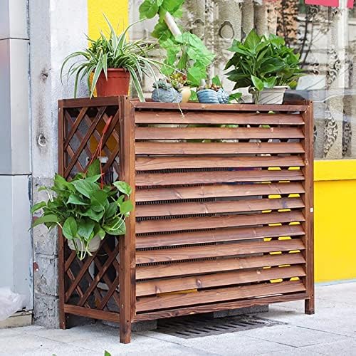 Cover for Outdoor Wooden Air Conditioner Cover for Outside Units,Air Conditioner Fence Screen,Solid Wood Flower Rack, Condenser Protective Cover Prevents Foliage Wee,Shutters Conditioning Cover
