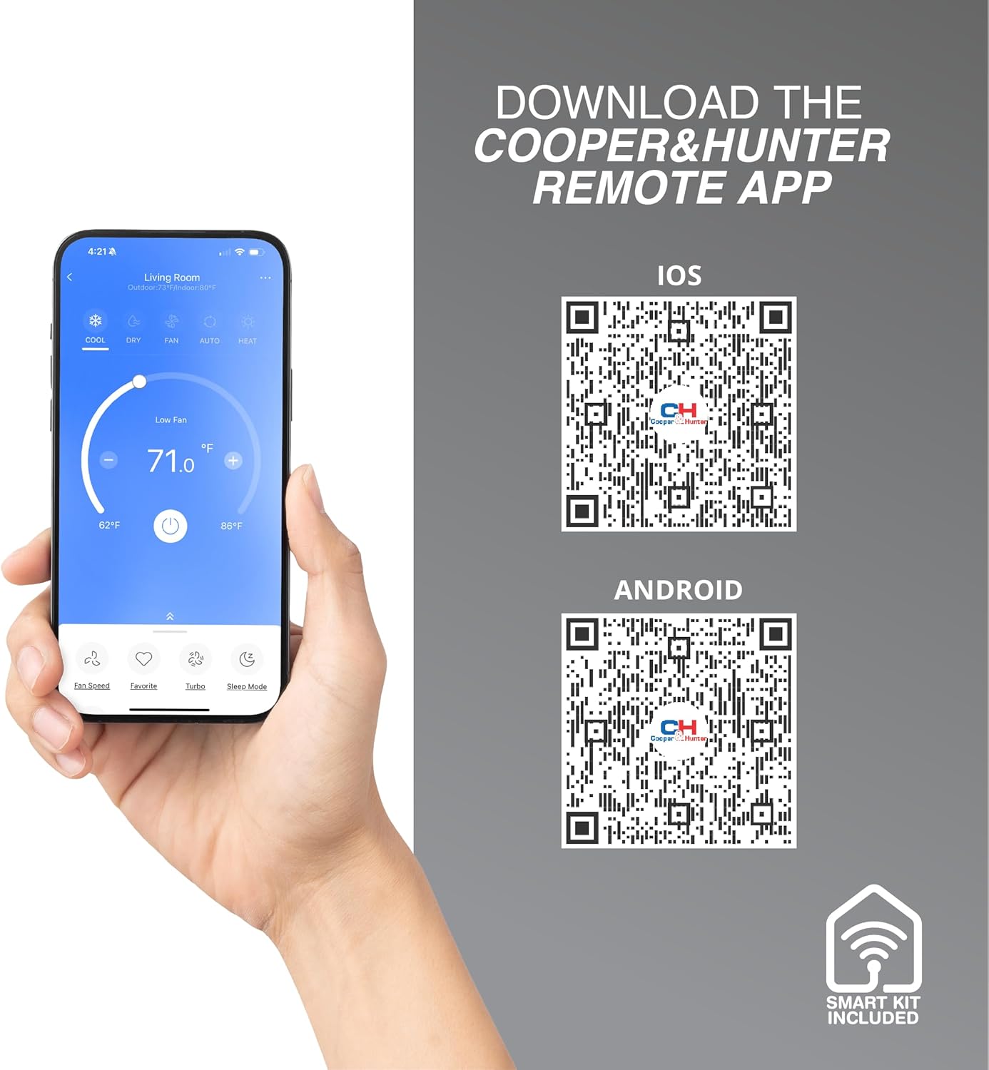 Cooper & Hunter Hyper Heat 12,000 BTU, 230V, 24 SEER2 Single Zone Wall Mount Ductless Mini Split Air Conditioner & Heater (Works at -22F) – 16FT Installation Kit & Smart Kit – Pre-Charged Inverter