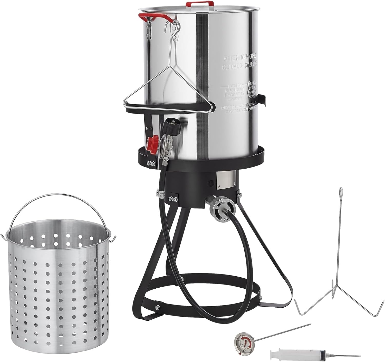 Happybuy 30-Qt Turkey Deep Fryer, Outdoor Seafood Fryer Boiler Set, 54,000 BTU Propane Gas Burner, Aluminum Pot with Basket & Poultry Rack, Includes Thermometer