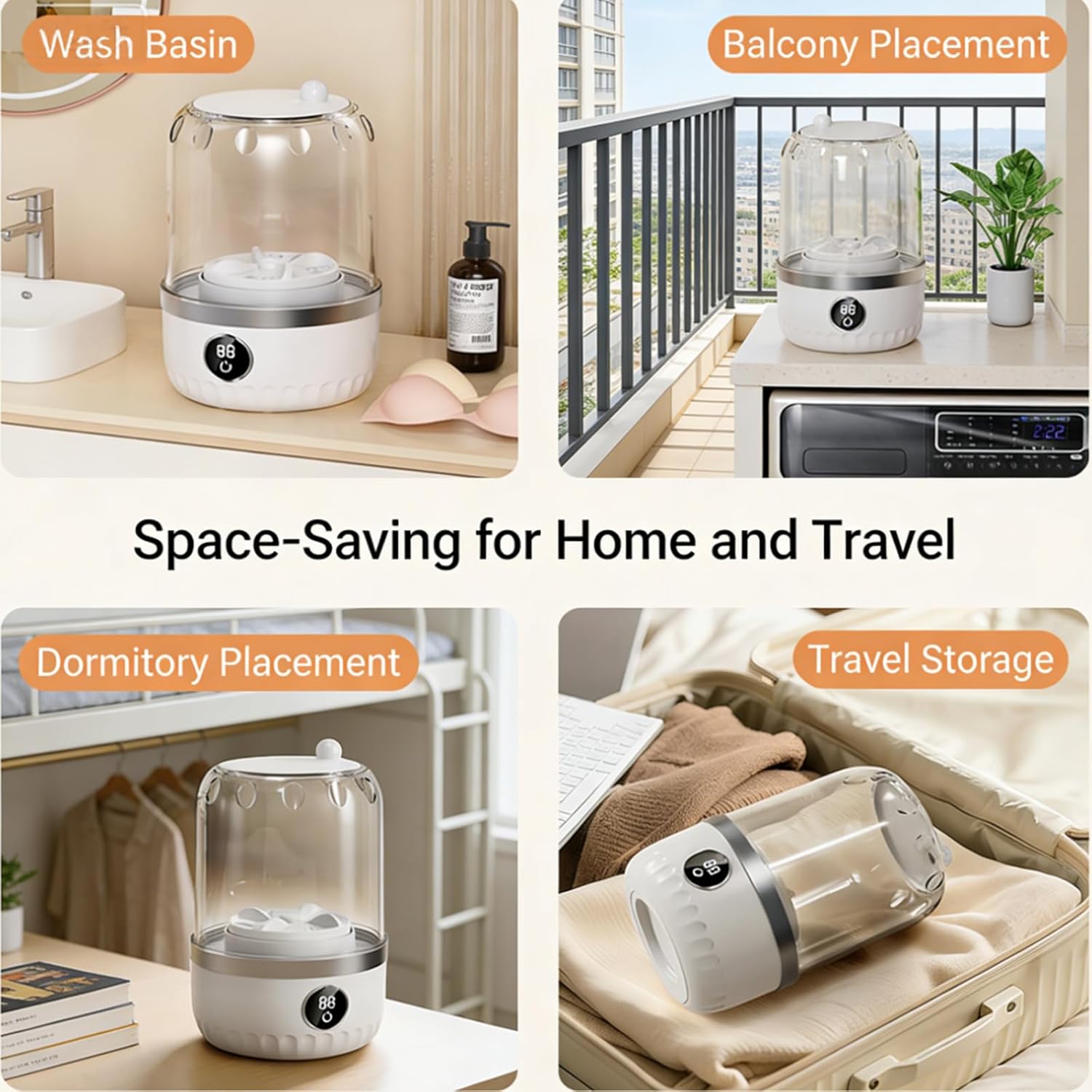 Portable Mini Underwear Washer, 3000mAh Rechargeable Cordless Washing Machine for Socks/Lingerie, USB Charging, 2 Cleaning Modes, Waterproof, Ideal for Dorm/Travel/Home