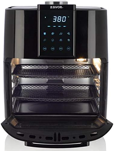 Zavor Crunch 12 Qt Air Fryer Dehydrator Combo with Rotisserie, Toaster Oven, Grill, Roaster & Convection Oven Functions | 8 Presets, Large Capacity, Accessories & Recipe eBook, Black