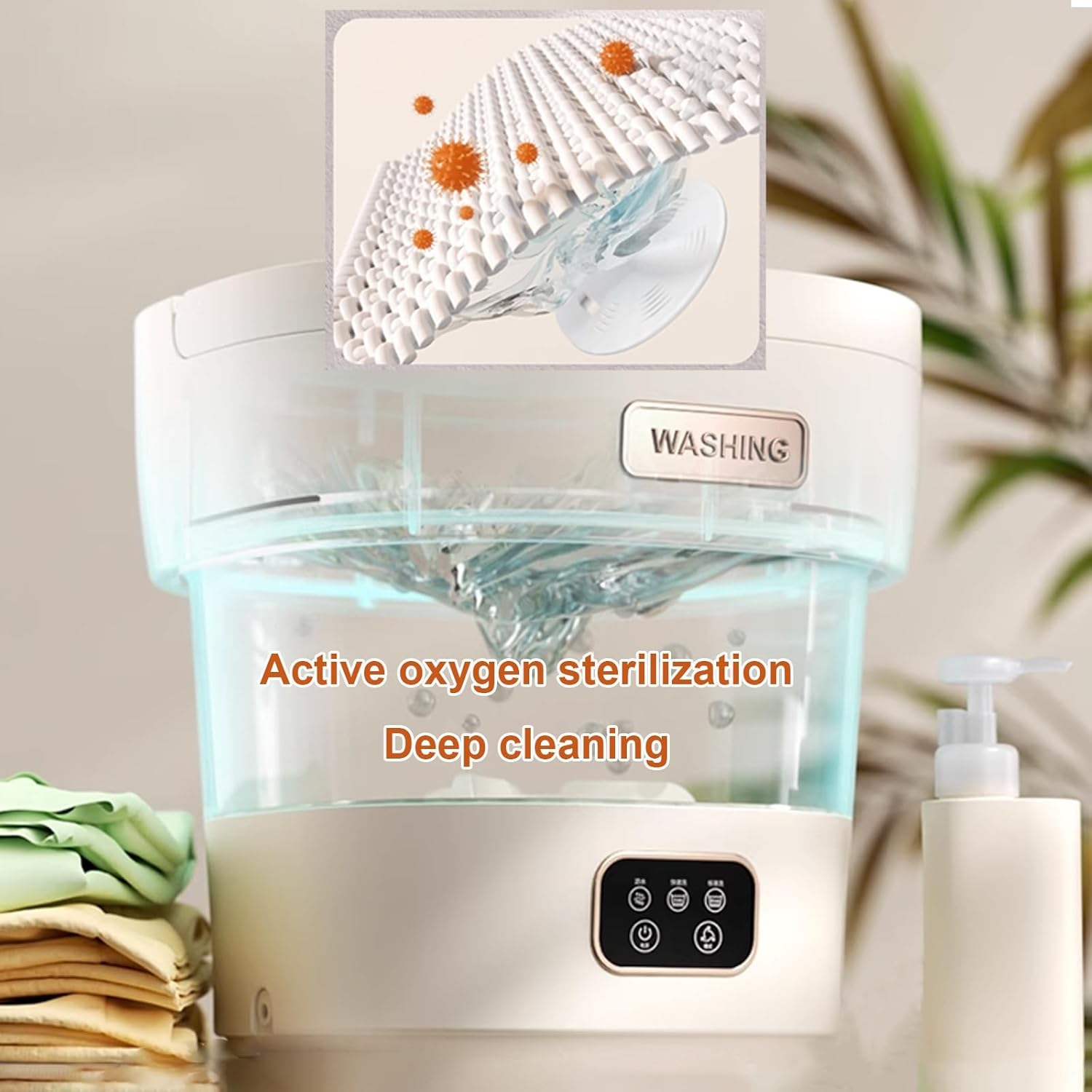 18.5L Portable Washing Machine, Mini Washer, 2 In 1 Foldable Small Smart Laundry Machine, Underwear Washing Machine, Deep Cleaning for Baby Clothes, Underwear, Socks, Apartment, RV, Travel(Pink)