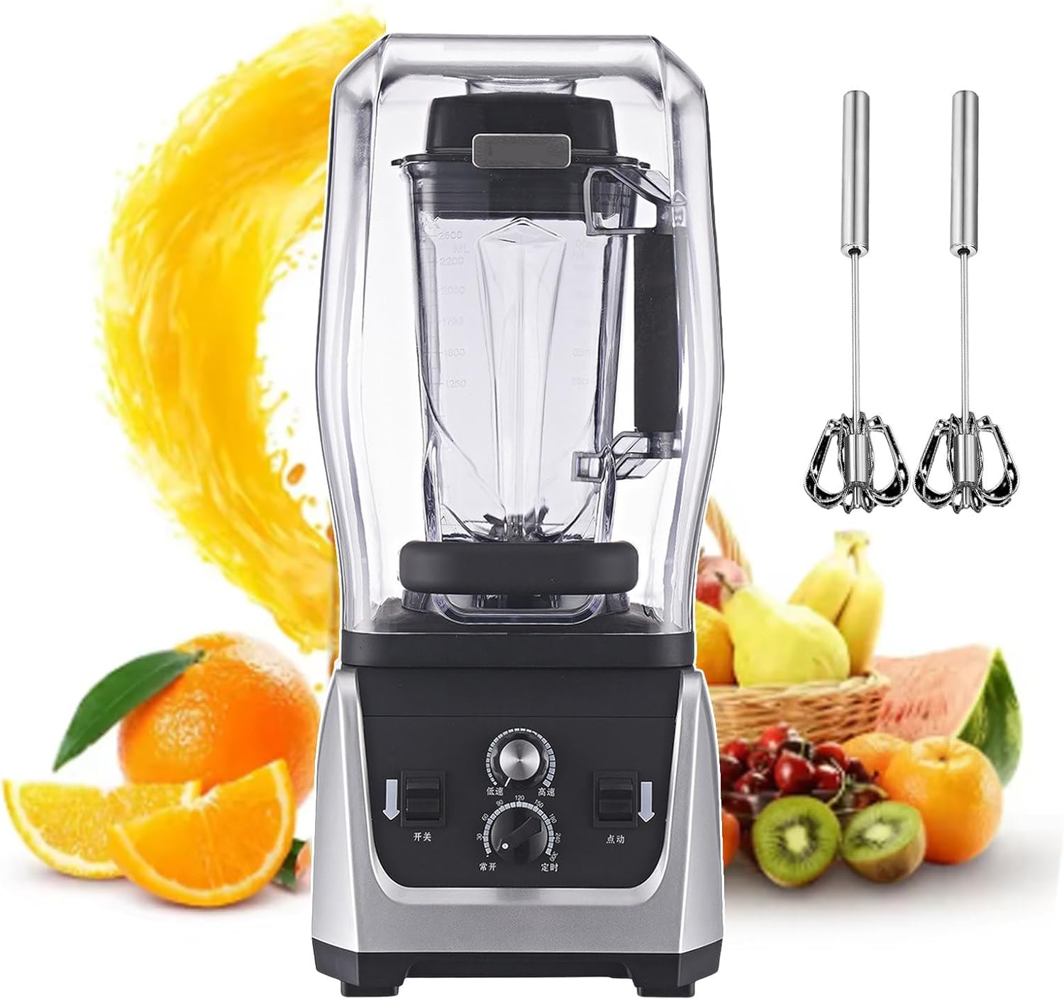 Smoothie Maker | 2.5l/5l Countertop Blenders With 5mm Silent Insulation Cap | Blender Smoothie Maker For 2-5 People | 7 Speed | Speed Control | Built-in 6-Blade Cutting Head,2.5L