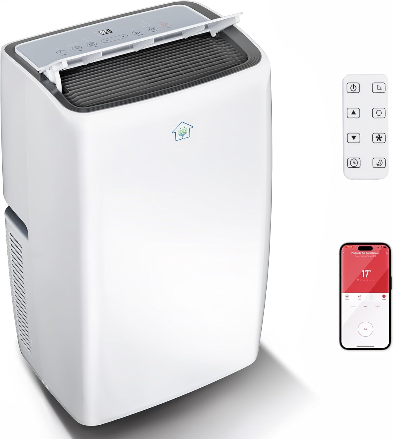 2025 Upgraded Smart Portable Air Conditioner,12,000 BTU Portable AC Unit with Built-in Cool&Heat, 4-in-1 Cooling Fan & Dehumidifier for Rooms up to 550 Sq. Ft.,Smart APP and Remote Control,3 Speed