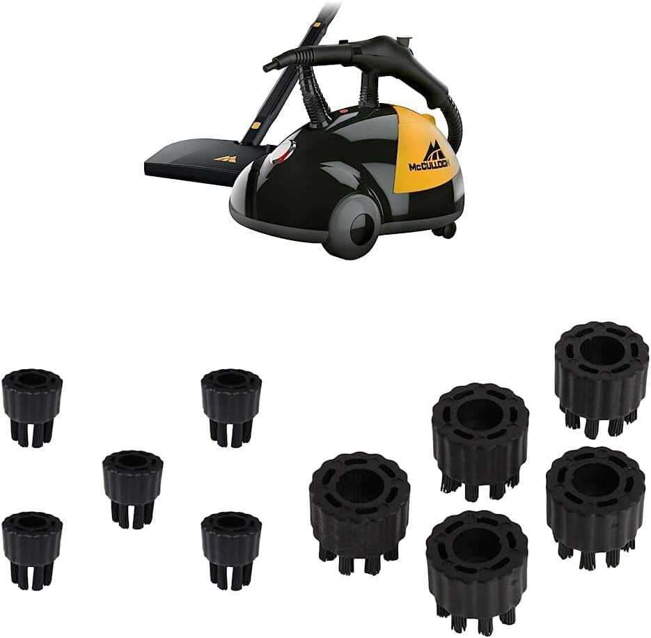 McCulloch MC1275 Heavy-Duty Steam Cleaner with 18 Accessories & A275-003 Long Nylon Brush (5 Pack) & A275-002 Short Nylon Brush (5 Pack)