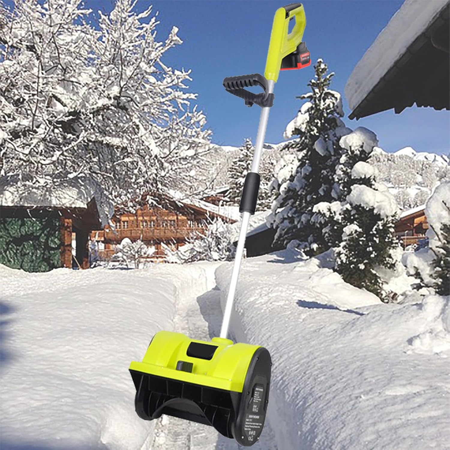 20V Cordless Electric Snow Shovel, 32cm Wide, Brushless Motor, 2 Battery, Fast Charger, for Driveway, Patio, and Deck Clearing
