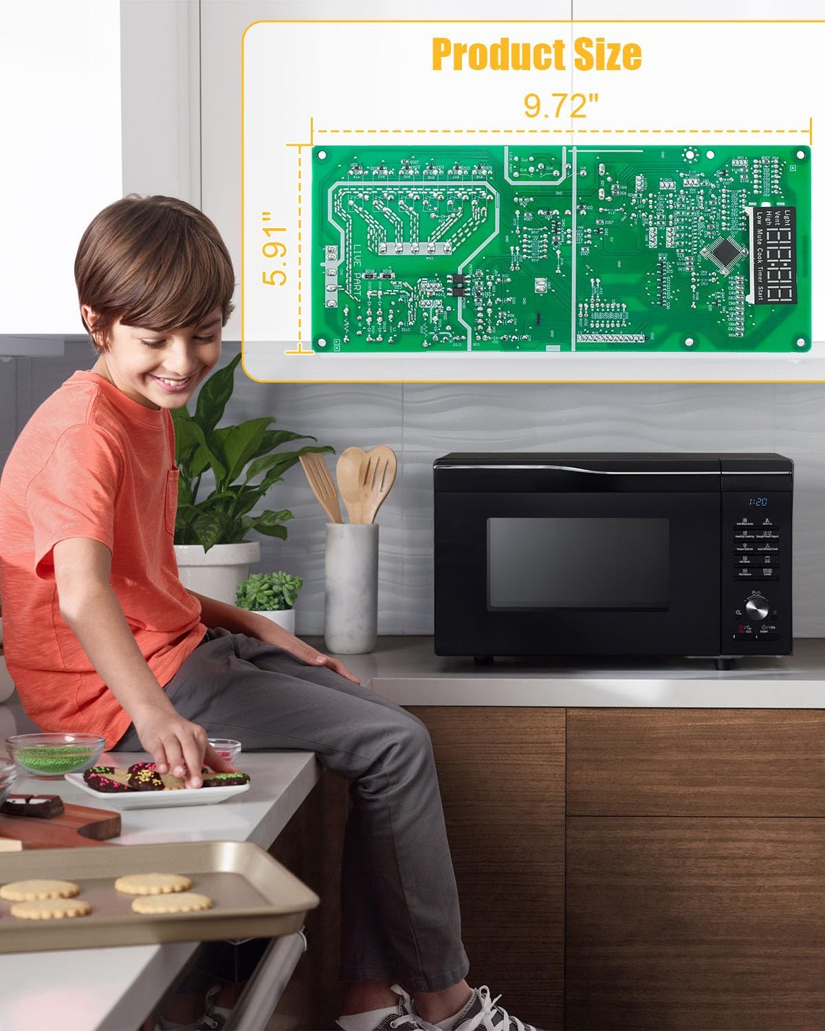 WB27X29801 Microwave Main Control Board with White LED Fit for GE JVM3162 JNM3163 and More, Microwaves Control Board Replace WB27X38153 4586374 AP6327864 PS12299300