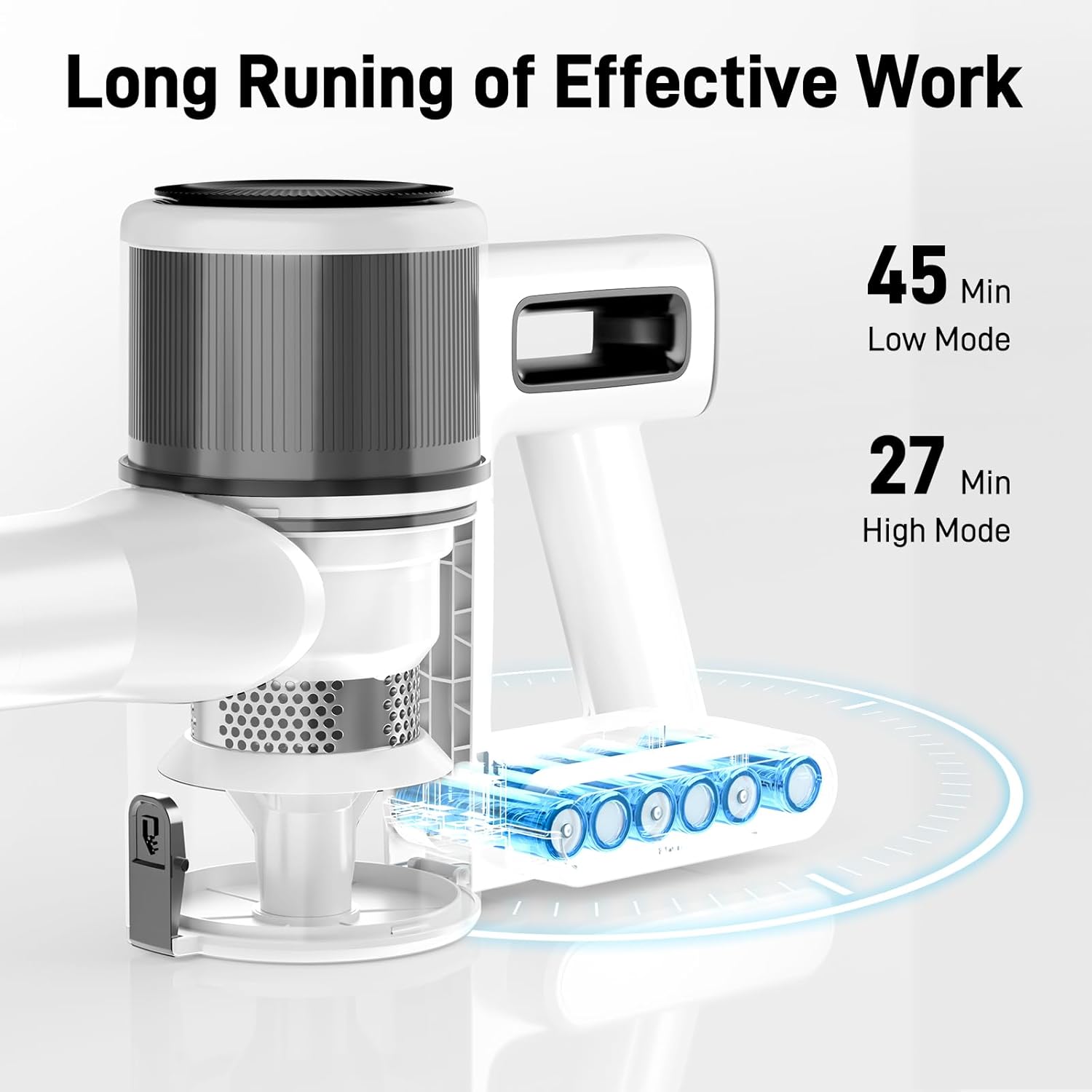 KIKETECH Cordless Vacuum Cleaner, 8 in 1 Vacuum Cleaners,1.2 L Dust Cup, Rechargeable Vacuum Pet for Hair, Carpet, Hardfloor,White