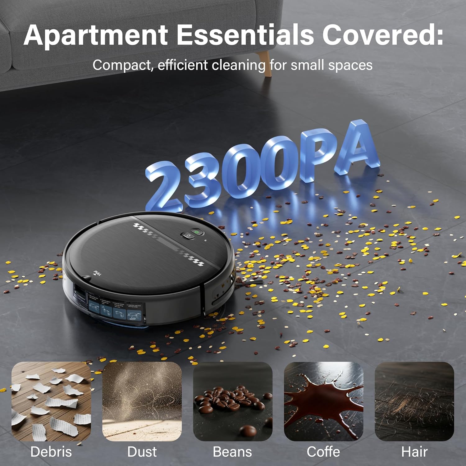 Robot Vacuum and Mop Combo, 2-in-1 Robot Vacuum Cleaner, Perfect for Pet Hair, Hard Floor and Carpet, Anti-Bump, Anti-Fall, App, Voice and Remote Control