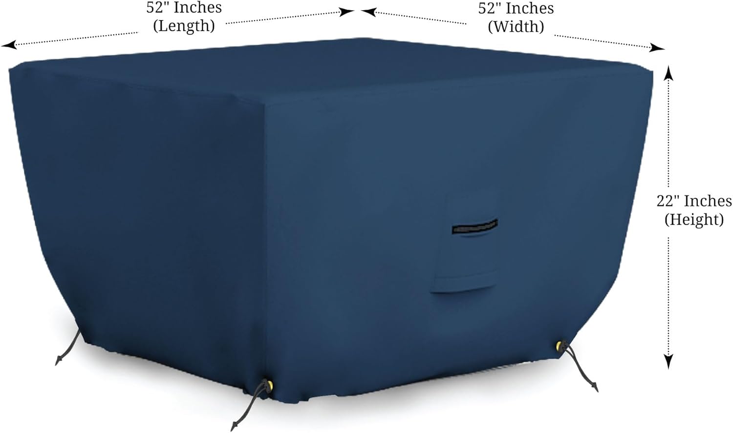 Covers & all Outdoor Square Fire Pit Cover, 12 Oz Waterproof, UV & Weather Resistant for Patio Lawn Garden Backyard Outside, with Air Vents & Drawstrings (52