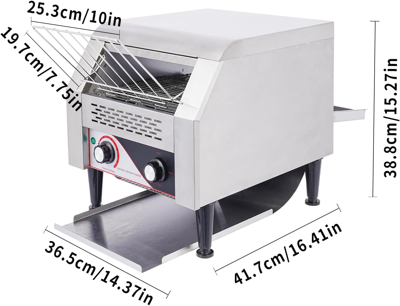 Commercial Conveyor Toaster, 300 Slices/Hour, Restaurant Coffe Shop Conveyor Toaster Warming Oven for Bun Bagel Bread