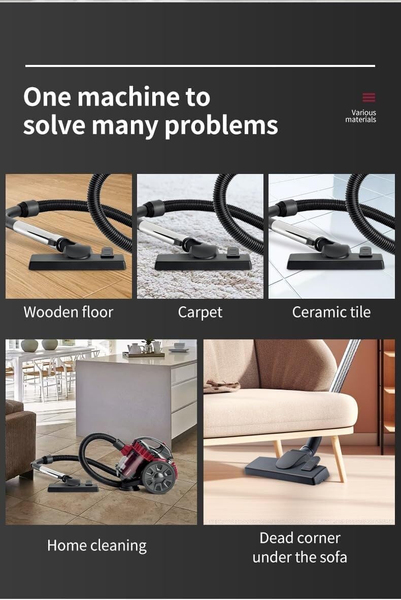 Bagless Cylinder Vacuum Cleaner, 2600w High Power Motor for Pets, 1.5 Litre Capacity, 5m Power Cord, 4 Stage HEPA Filter for Dust, Dirt and Allergens, Turbo Tool for Pet Hair