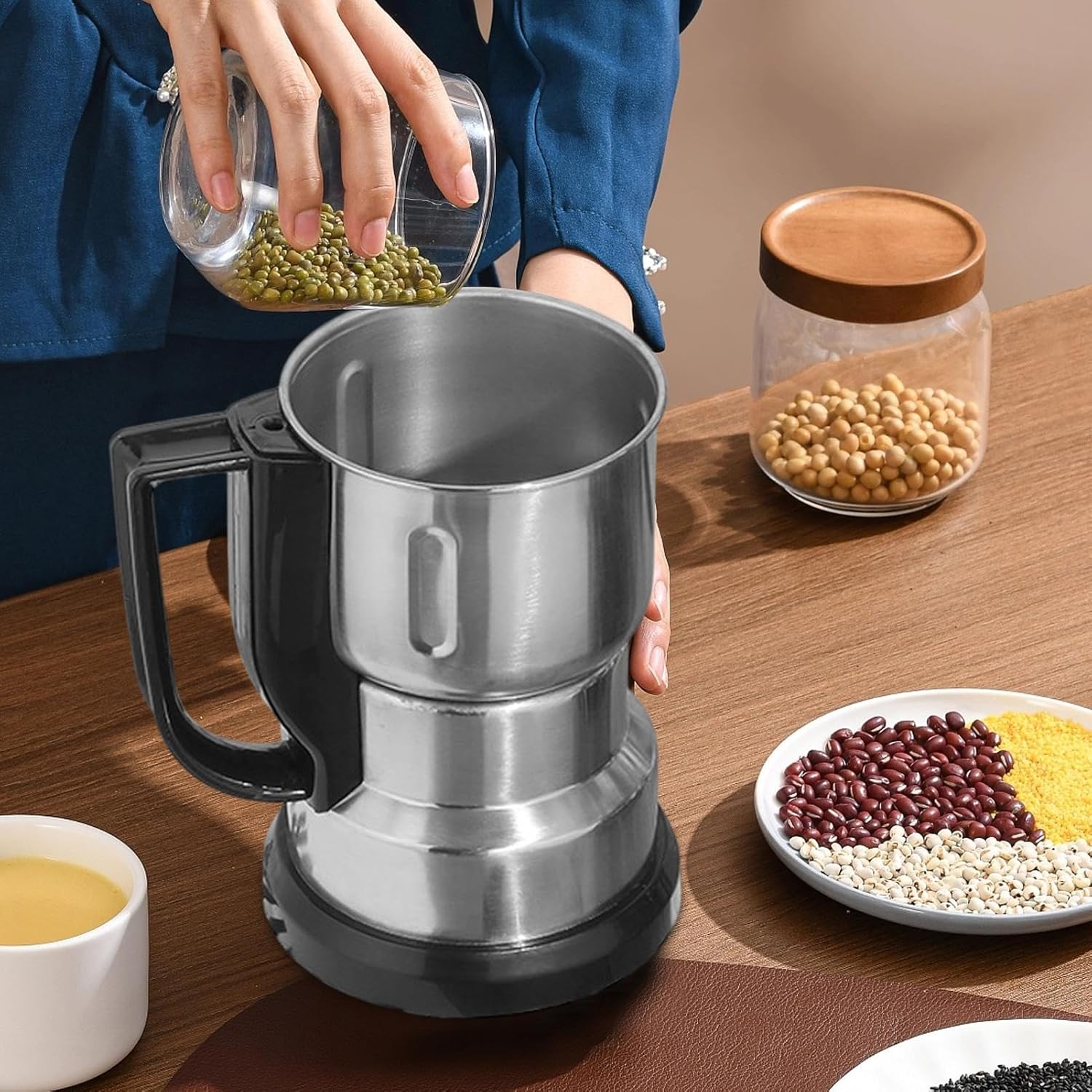 Dry Milling Grinder – Electric Food Chopper, Mini Powder Machine | Stainless Breaker, Compact Kitchen Equipment With Smooth Grip Handle During Coffee Roasting Prep, Blending Needs, Morning Meal