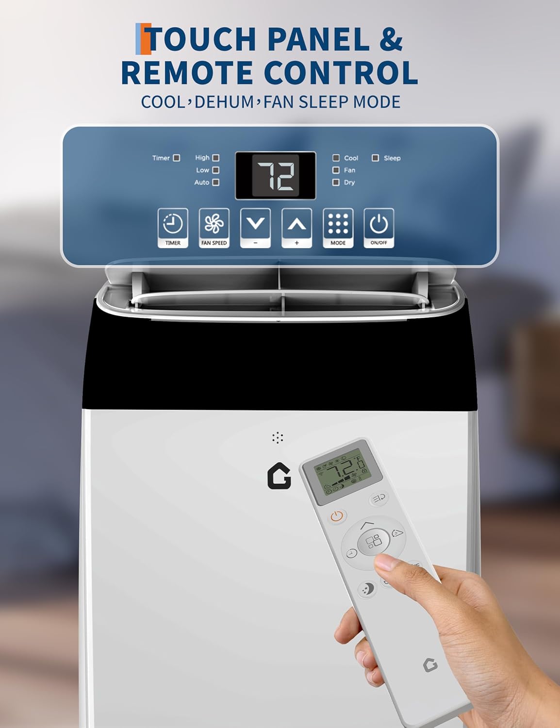 14000 BTU Room Air Conditioners with Remote Control, 3-In-1 Free Portable AC Unit with Fan & Dehumidifier, Cools Room Up to 750 Sq.Ft, Smart/Sleep Mode,3 Speed,Auto Swing,24H Timer