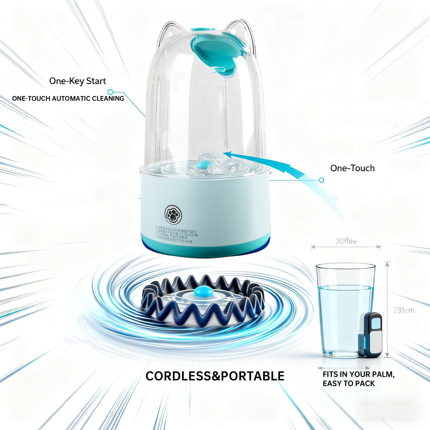 Portable Mini Laundry Washer, Cordless Compact Clothes Cleaning Cup with Wave Wheel Design, USB-C Rechargeable, 1.5L Capacity, 5-15 Min Quick Wash for Travel, Delicates, Small Items