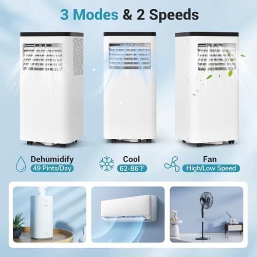 DORTALA Portable Air Conditioner 10000 BTU, 3-in-1 Portable AC with Remote Control, Dehumidifier, 24H Timer, Window Kit for 450 Sq.FT Apartment, Bedroom