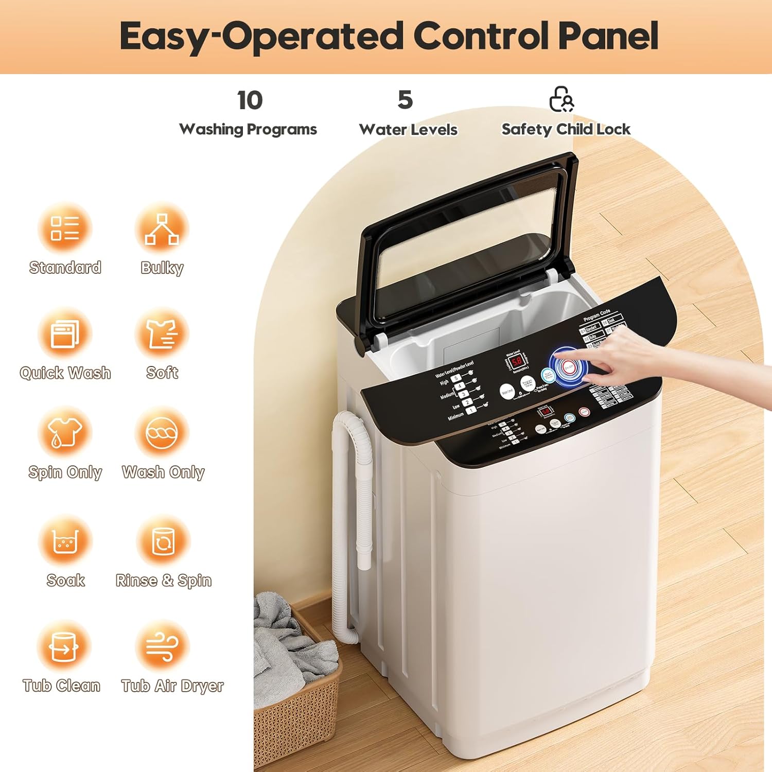 Auertech Portable Washer and Dryer Combo Set, 28 lbs Fully Automatic Washing Machine, 1.5 CuFt Portable Dryers, Compact Washer and Dryer for Apartment, RV, Dorm