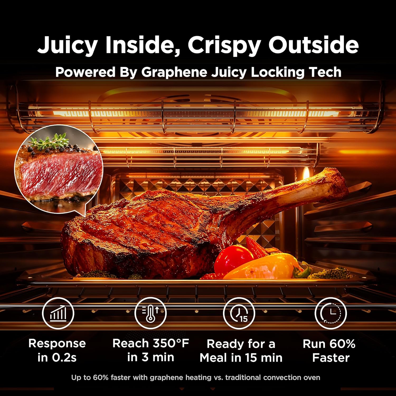 Midea Flexify Pro 10+4 Toaster Oven Air Fryer Combo, Graphene Juicy-Lock Cooking, French Door Countertop Oven, 450°F Flash Air Fry, 26.4 QT Stainless Steel