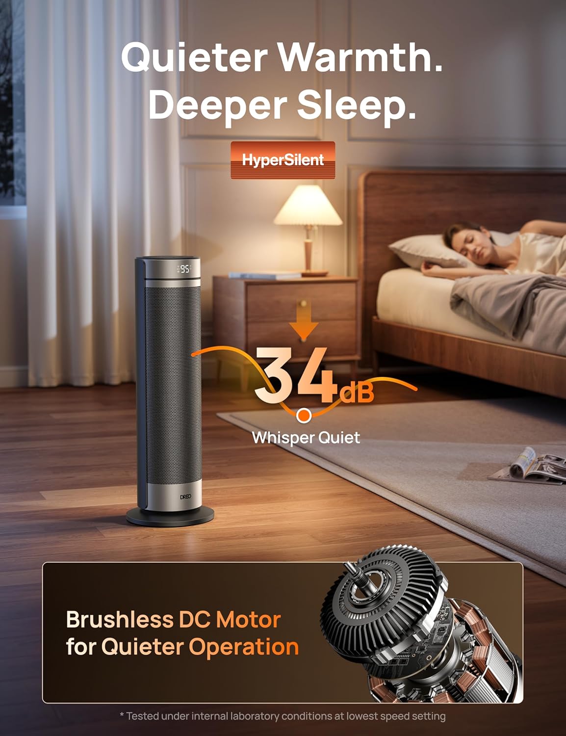 Dreo Space Heater for Large Room, 23 Inch Electric Heaters for Indoor Use, 8 Safe Protection Tower, 70° Oscillation, PTC Ceramic with Thermostat and Remote, Quiet, 12H Timer, Bedroom, Office