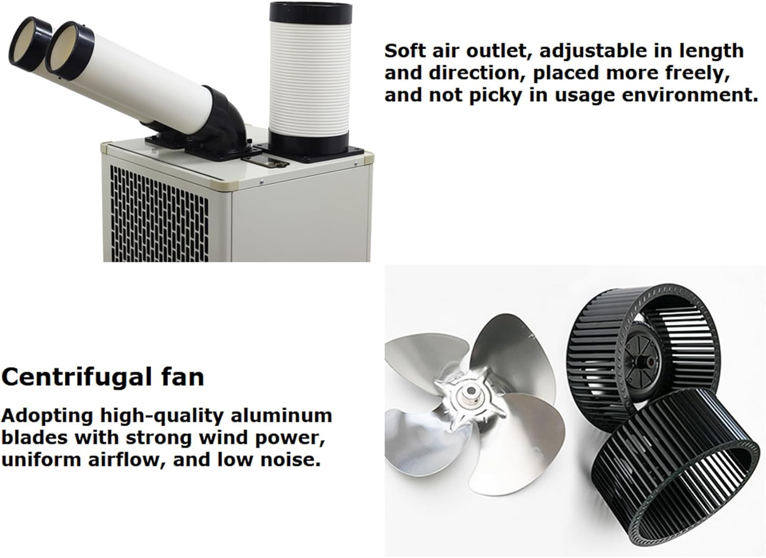 220V Industrial Air Conditioner Outdoor Air Conditioning Fan Equipment Single Tube 780m³/h 2100W White