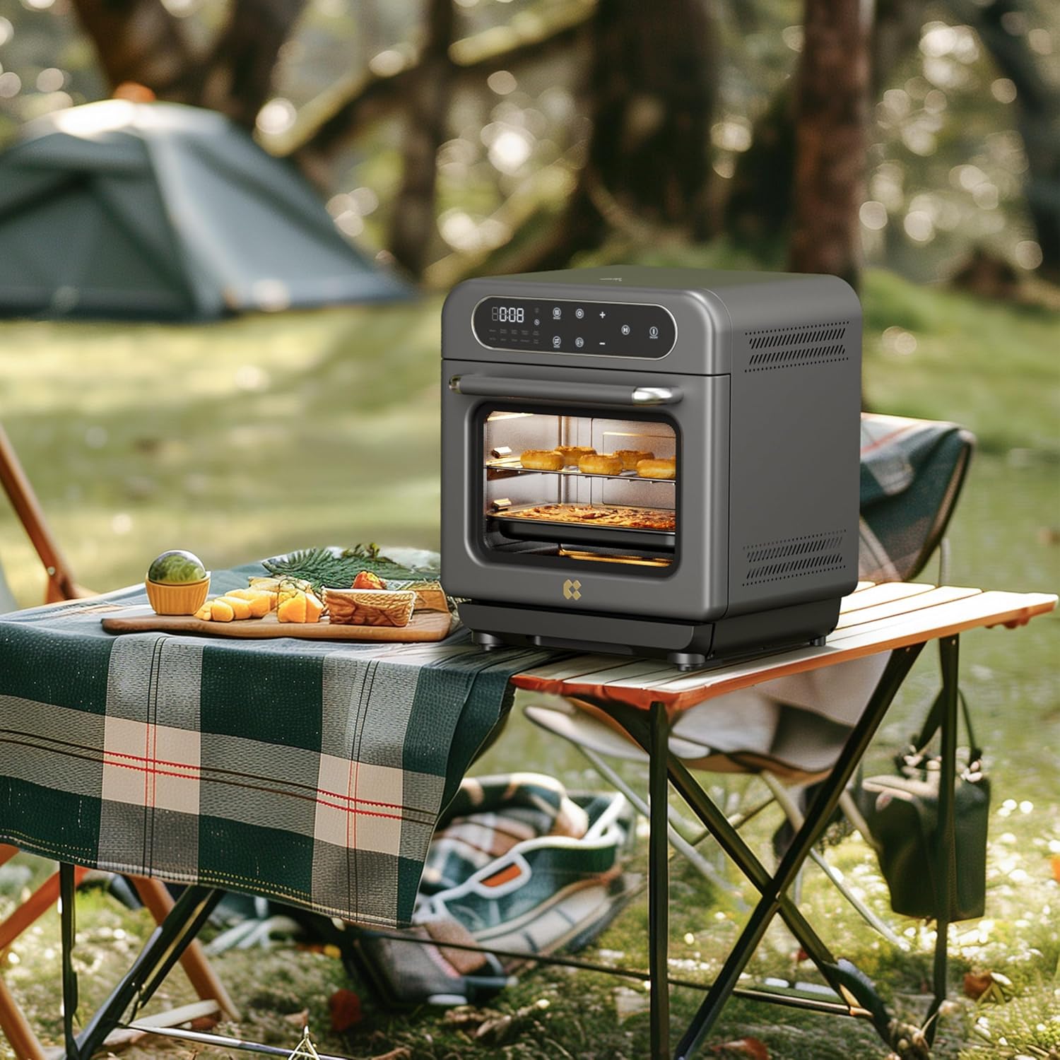 CIARRA 8-in-1 Steam Oven Countertop with Air Fryer, 13QT Mini Convection Toaster Oven with Steam, Rapid Steam, Air Fry, Vapor Bake, Steam Clean, Bake, Dried, Ferment, Grey