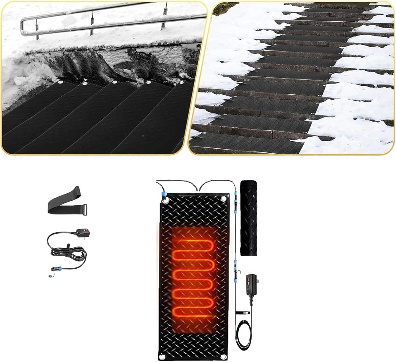 Snow Melting mats Outdoor, Heated Snow Melting Mats for Entrances, Heated Snow Melting Mats for Stairs, Winter Snow Removal Heated mats, for Stairs, Steps, Doorways,1 Pcs-40x120cm/15.7x47in
