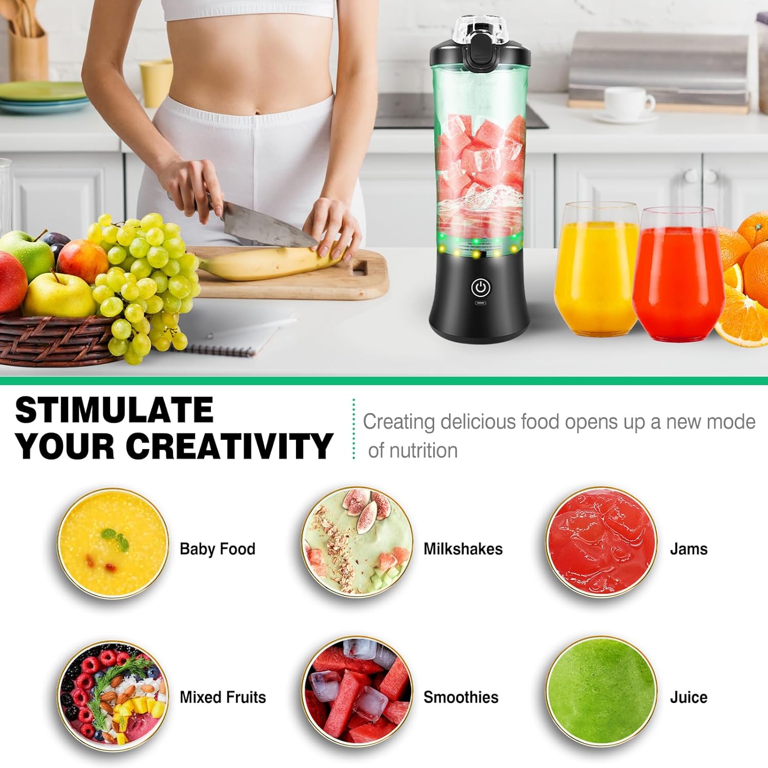 Fruit Juicer Multi Blender Smoothie Maker Shake & Take 600ml Sports Bottle Multi Blender Food Ice Processor Juicer Smoothie Maker Mixer Rechargeable Commercial Blender