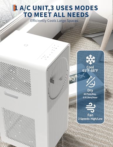 Garvee 8,000 BTU Portable Air Conditioners, 3 in-1 AC Unit for Bedroom250-350 Sq.Ft, Energy Efficient Quiet Air Conditioner with Cool, Fan, Dehumidifier, Sleep Mode, 24H Timer, White