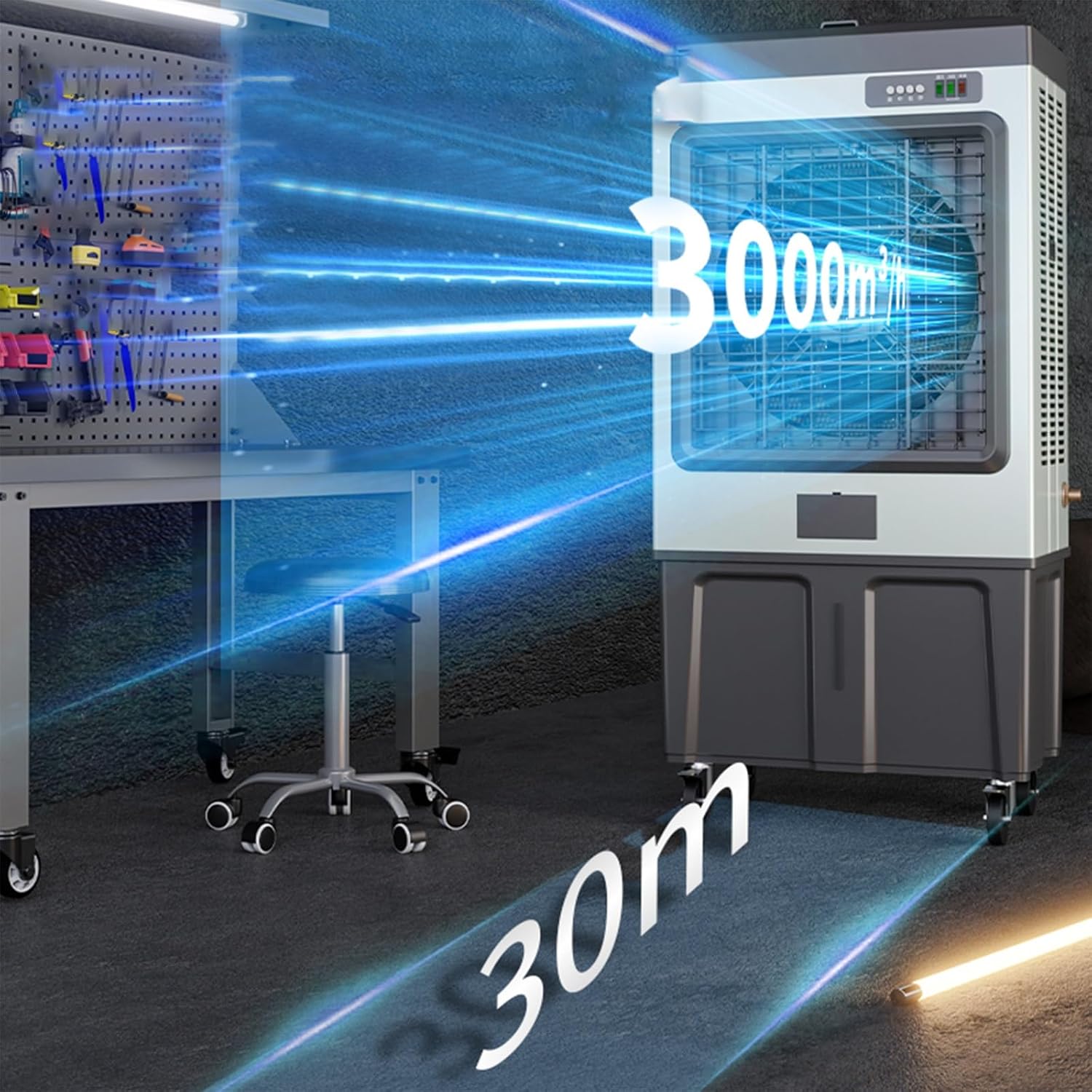 Personal Swamp Cooler, Quite Portable AC with 180L Tank and 3 Speeds, Evaporative Air Conditioner for Room Office Outdoor(62 * 42 * 130cm)