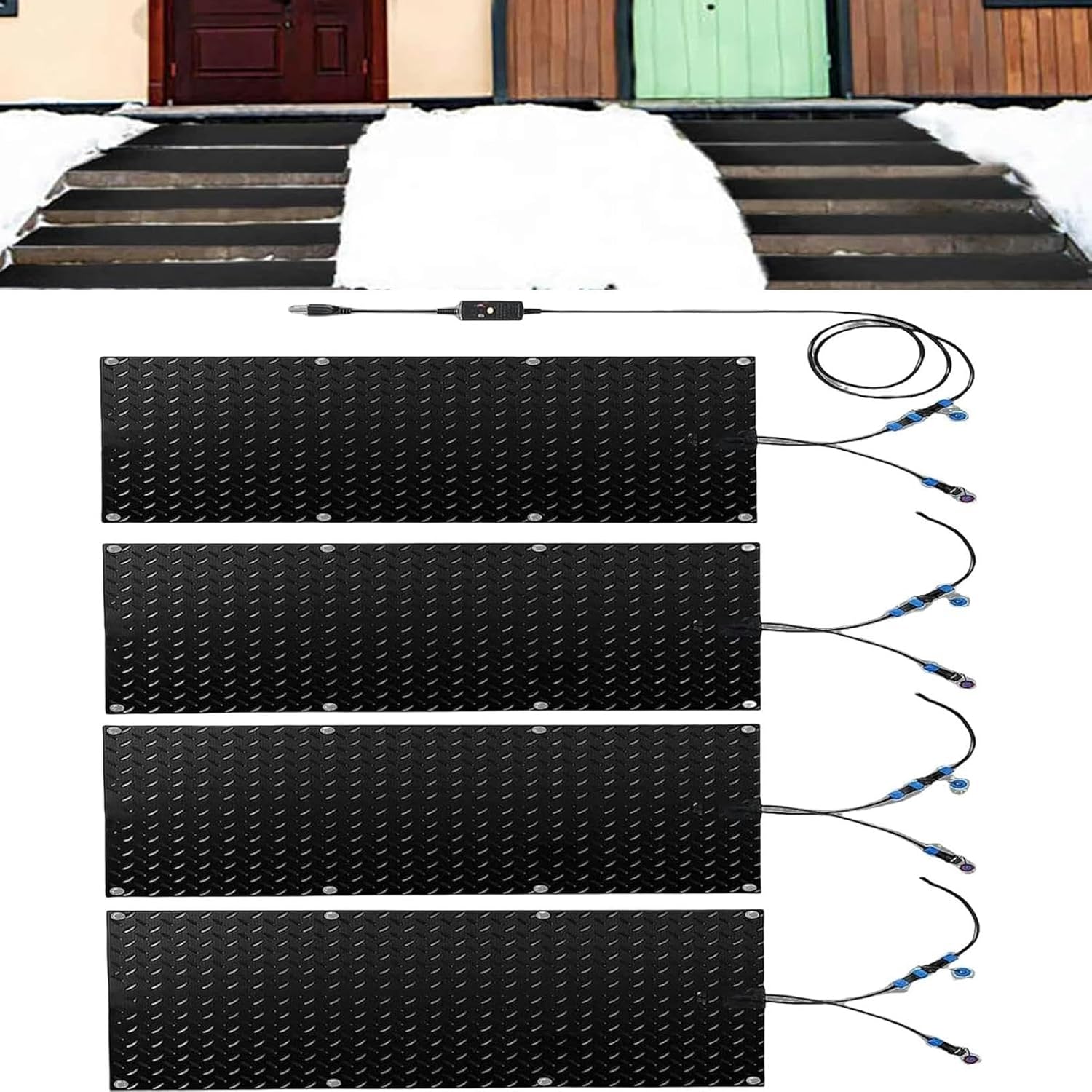 AMNOOL Snow Melting Walkway Mat Roof Heat Panel for Ice Dams Non Slip Rubber Heated Mat Black Roof Heated Outdoor Mats for Winter