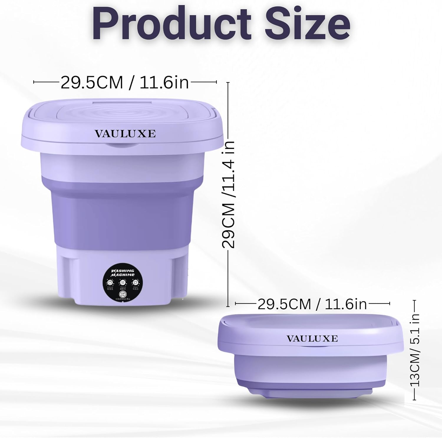 Mini Washing Machine 16L Purple Portable Washer for Apartments, Dorms, RVs – Compact Laundry Washer with Powerful Motor & Low Noise – Travel, Small Spaces & Delicates Laundry Solution