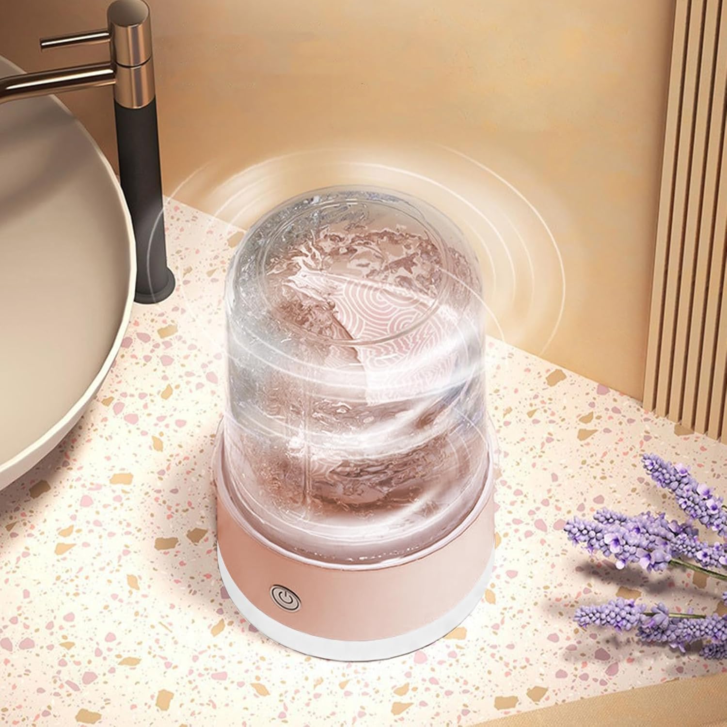 Portable Rechargeable Cordless Mini Washing Machine, Underwear Washing Machine, 4000mAh, 1L Capacity, Compact Quiet Mini Fully Automatic Washing Machine for Bras, Underwear & Socks (Pink)