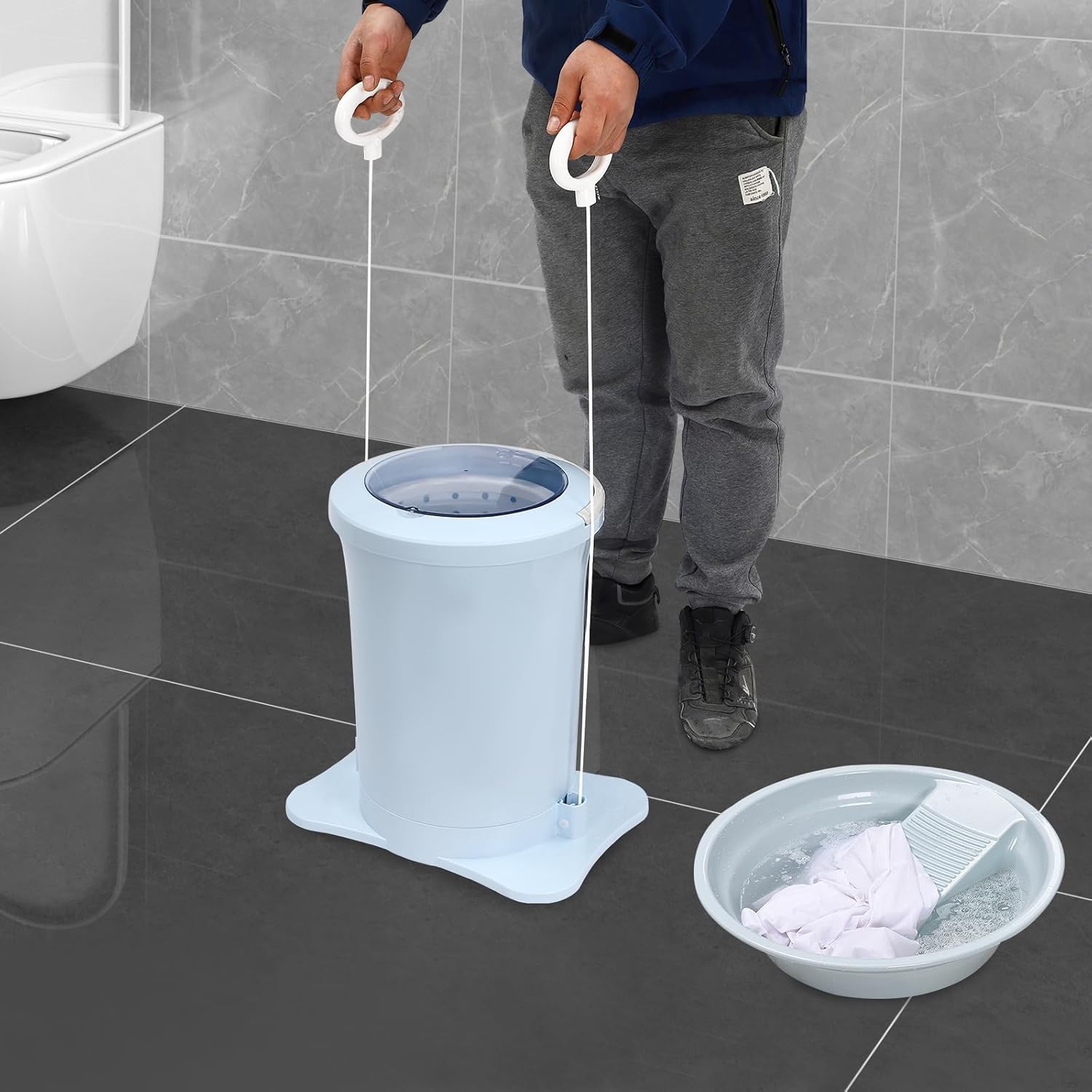 Manual Clothes Dryer,Manual Draw Cord Spin Dryer Clothes Dehydrator,Compact Manual Dehydrator for Camping Traveling Hotel Home