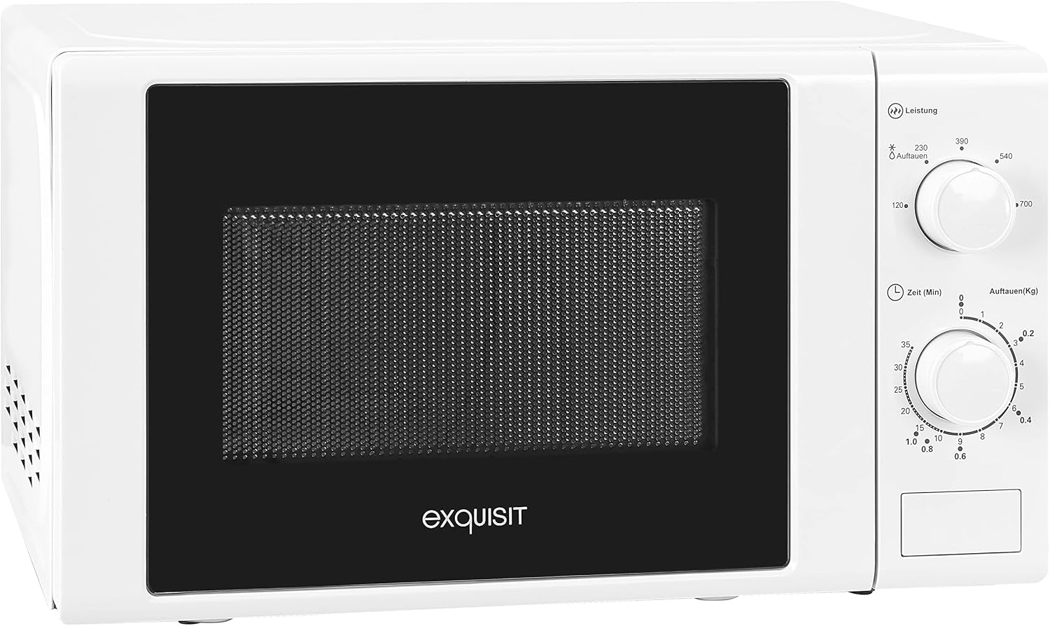 Exquisit MW900-030 Stand Mikrowelle, 44 cm breit, 700W, 20L, 5 Leistungsstufen, white