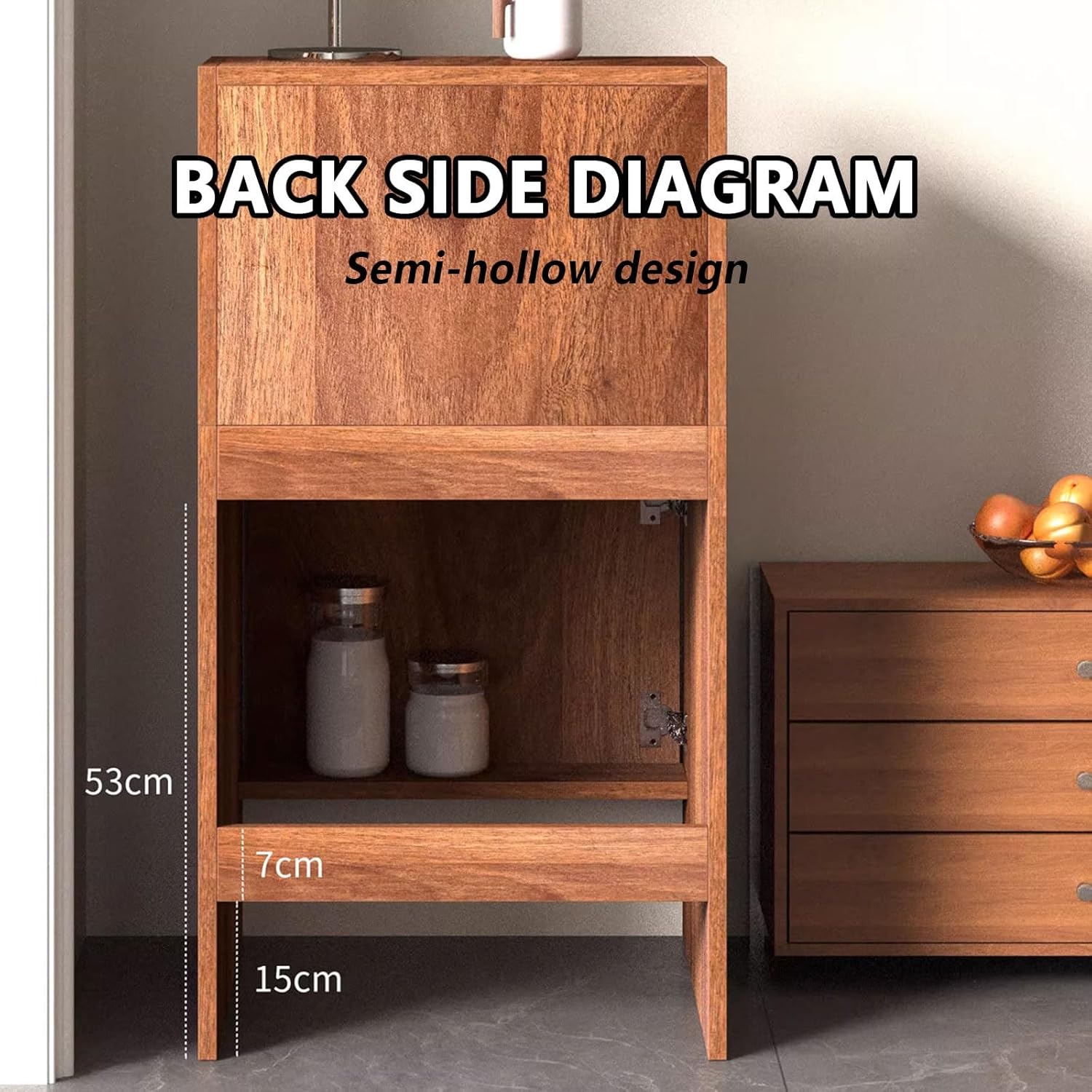 Robot Vacuum Cabinet Small Storage Cabinet with Drawers and Pull-Out Layer Modern end Table Multilayer Board Material Tabletop Can Bear 10kg 50 * 50 * 100CM(Natural)