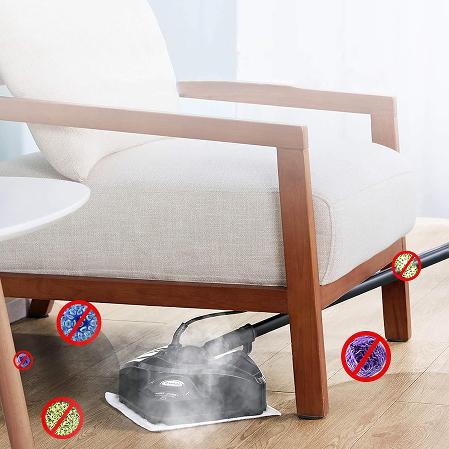 Electric Steam Mop High Temperature Cleaner Washer and Polisher Carpet Floor 1200W Electric Mop Hard Floor Steam Cleaner for All Floors White (White)