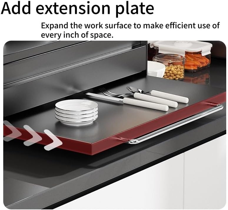 Expandable Microwave Stand with Drawer, 2-Tier Kitchen Countertop Organizer for Microwave Oven, Coffee Station, Pantry Storage(Black)