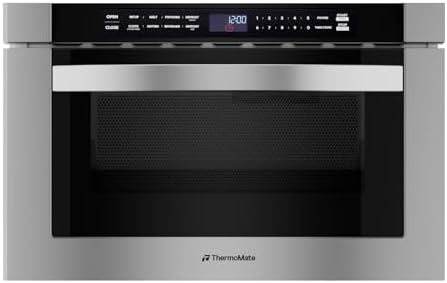 24 Inch Built-in Microwave Drawer, ThermoMate 1.2 Cu. Ft. Microwave Drawer with Automatic Presets, 1000 Watts with 11 Power Levels, Touch Controls, Sensor Cooking, Defrosting Rack, Stainless Steel