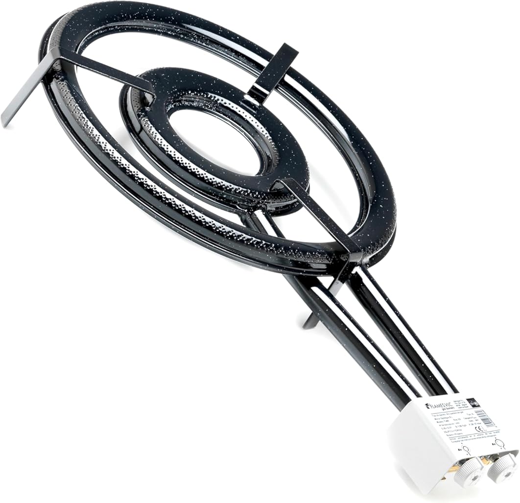 Outdoor Professional Paella Burner - Propane & Butane Compatible Paella Grill System with Burner Made in Spain – Durable Enamel Steel Paella Grill Propane for Perfect Outdoor Paellas (18 in / 46 cm)