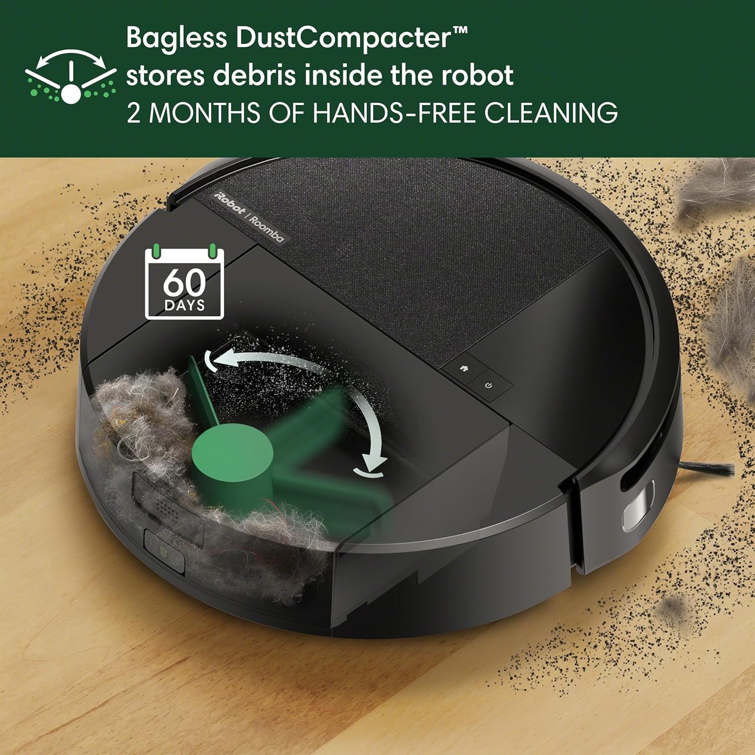 iRobot Roomba 205 DustCompactor Vac Robot Vacuum - Auto-Compacts Debris Within The Robot, No Emptying for 60 Days, Bagless, Intense Power-Lifting Suction, LiDAR Navigation, Multi-Surface Cleaning