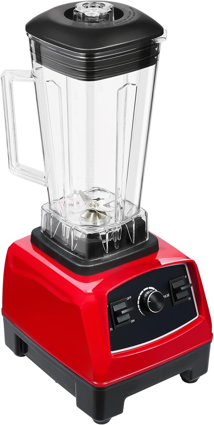2200W Commercial Blender for Kitchen Professional Compact Smoothies Blenders with 68oz Container & 6 Steel Blades Countertop Blender Mixer for Smoothies Frozen Drinks Sauces Fruit Crushing Ice (Red)
