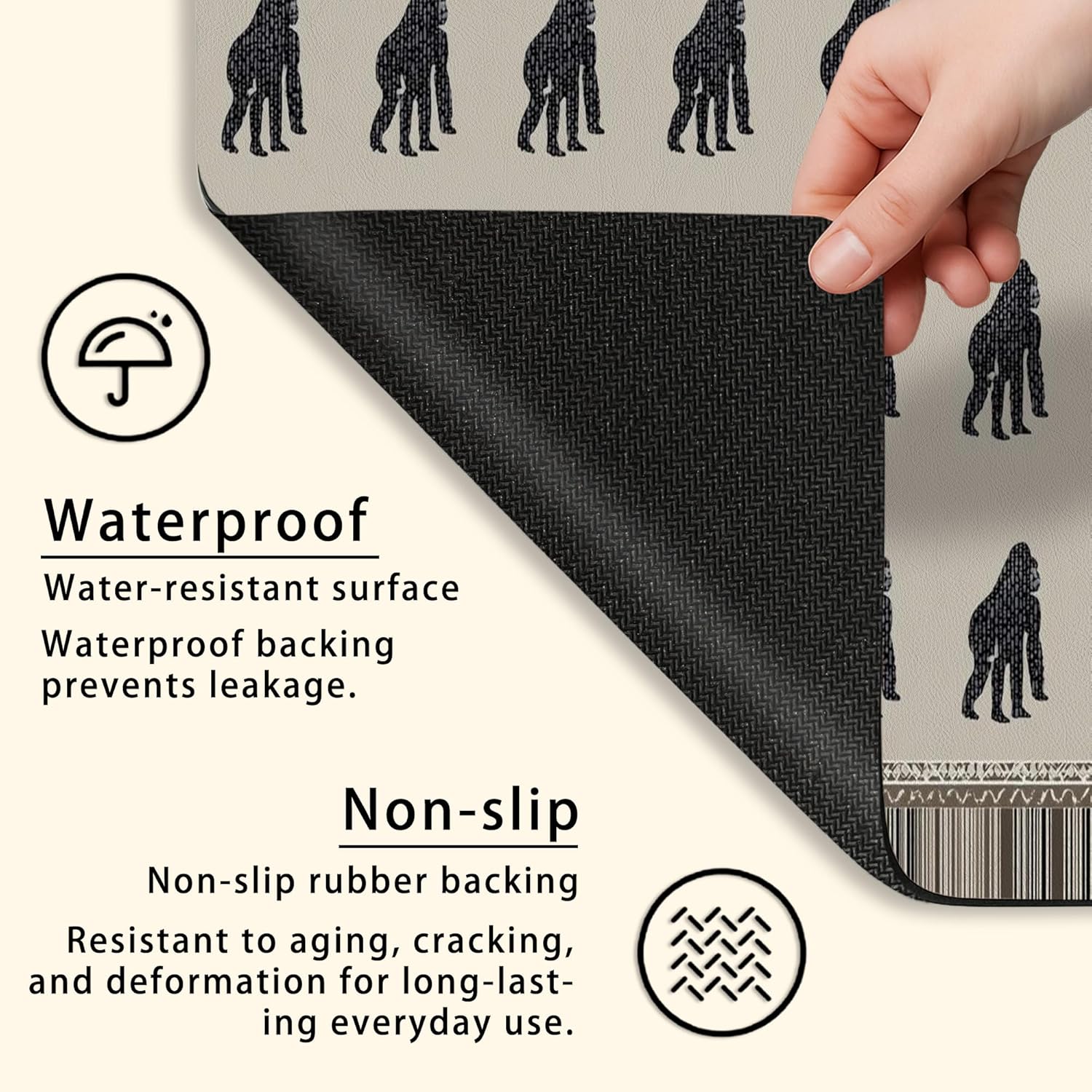 Gorillas Washer Dryer Top Protector Mat, Black Jungle Animal Laundry Machine Dust Top Covers, Modern Graphic Rubber Anti-slip Waterproof Washer And Dryer Mats for Laundry Room 20x24 Inch