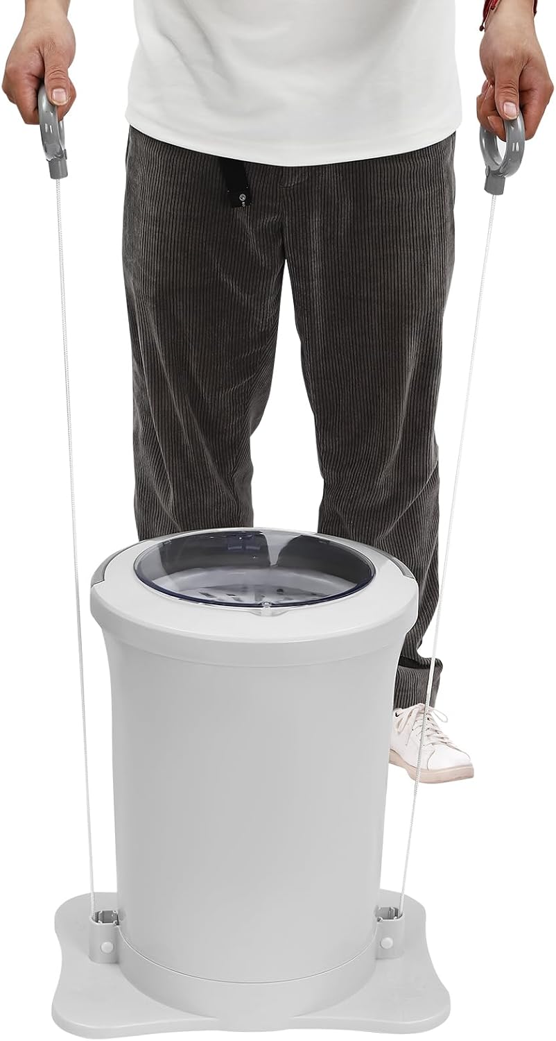 Gdrasuya10 Manual Clothes Dehydrator Non-Electric Laundry Dryer Travel Outdoor Camping Manual Clothes Dryer Spinner Foot Pedal Clothing Dryer Large Capacity Compact Spin Dryer White