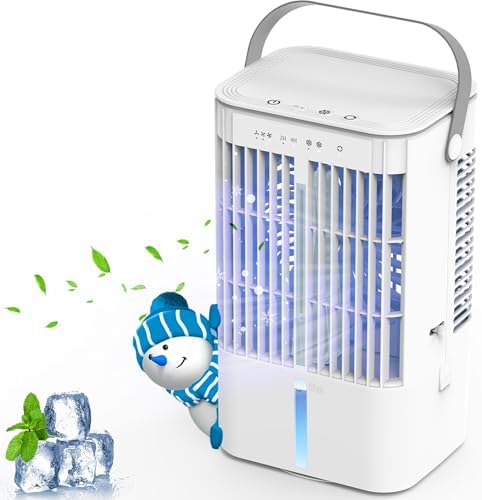 Portable Air Conditioner, 1200mL Evaporative Air Cooler, Personal Mini Air Conditioner with 3 Speeds & 2/4H Timer, 120° Oscillating Portable Ac Unit Fan Small Air Conditioner for Home Office Room