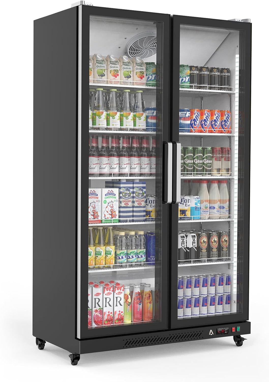 27.1 Cu.Ft Commercial Display Refrigerator Merchandiser, Glass Door Display Refrigerator with LED Light, 10 Adjustable Shelves, Beverage Cooler for Cafe Restaurant Store Bar