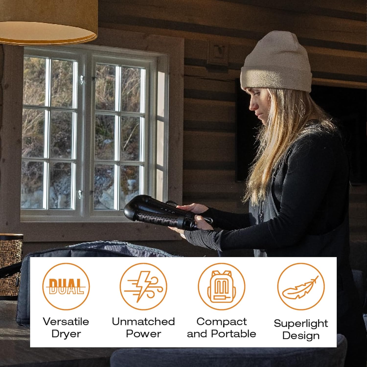 Hedgehog GO Portable Shoe & Gear Dryer – 105,000 RPM High-Speed Travel Boot & Glove Dryer | Compact 350g Lightweight Design | Dual-Voltage (100–240V), Adjustable Heat & Timer