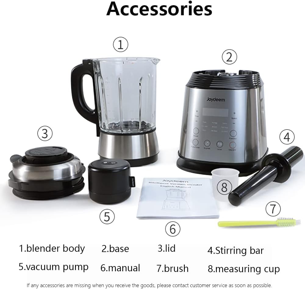 Joydeem Countertop Blender VK-1802, Cooking Blender for Soy Milk Soup Porridge and Milkshake, Juicer with Vacuum Pump, Support Pre-set & Keep Warm, 59Oz,1000W, Black