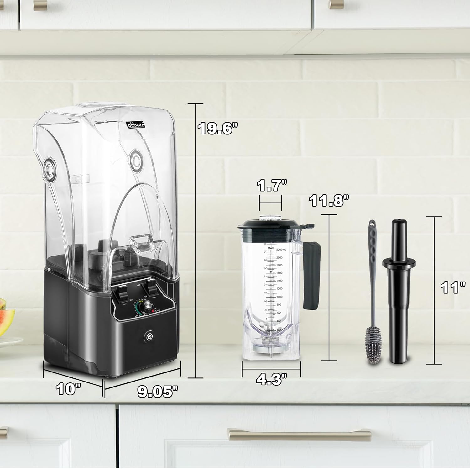 Commercial Blender for Smoothies 2200W With Soundproof Cover, 2200 ML, 15 Speeds, 6-leaves Stainless Steel Blade,Heavy Duty Blender for Restaurant, Smoothie,Ice Crush,Shakes, 9.5