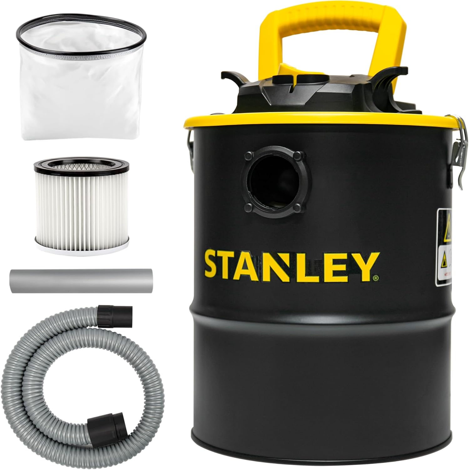 STANLEY Ash Vacuum Cleaner 4 Gallon with 4 HP Powerful Motor Suction, Stainless Steel Shop Vacuum Portable Ash Canister for Pellet Grill, Wood Stoves, BBQ Grills, Fireplaces & Fire Pits