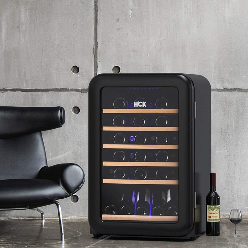 Retro Wine Cooler with 49 Bottles, Household Thermostatic Compressor Ice Bar, Independent Wine Cellar, Transparent Glass Door, Refrigerator Beverage Cooler, Ice Bar